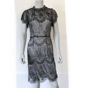 •Adrianna Papell• Black & Silver Lace Dress